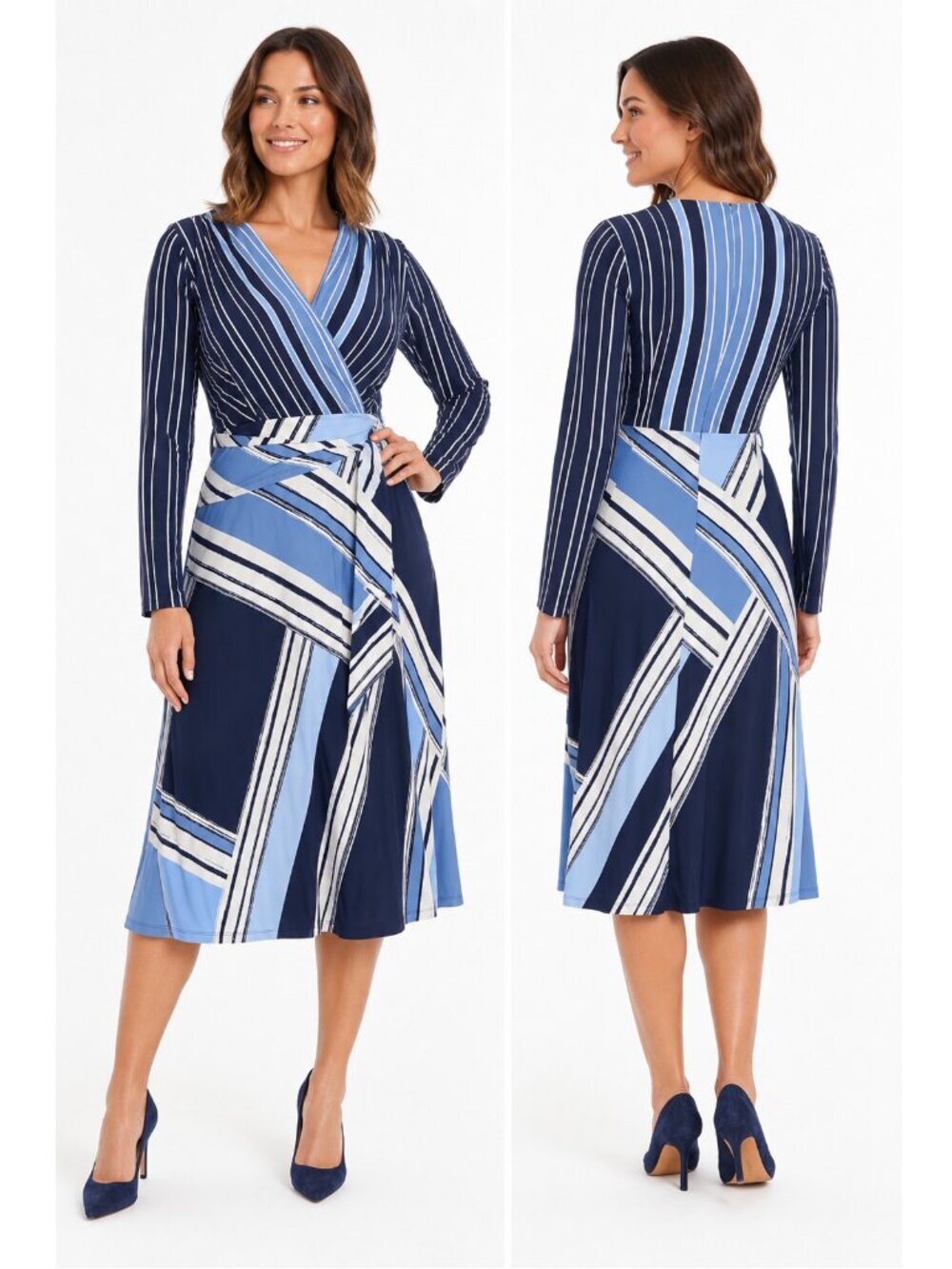 NWT New London Times Side-Twist Wrap Design Silhouette Dress Size 10 Petite